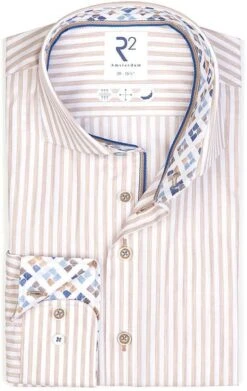 R2 Overhemd Strepen Beige 13 R2 Overhemd Strepen Beige -Kleding Kortingswinkel 76933 1 1