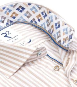 R2 Overhemd Strepen Beige 11 R2 Overhemd Strepen Beige -Kleding Kortingswinkel 76933 4