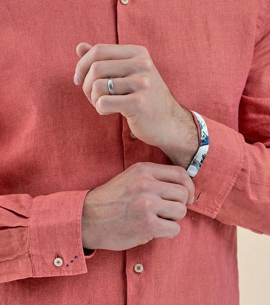 R2 Linnen Overhemd Oranje 5 R2 Linnen Overhemd Oranje - Afbeelding 3