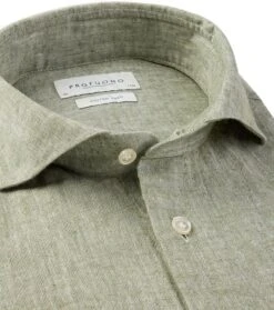 Profuomo Linnen Overhemd Groen -Kleding Kortingswinkel 76952 2 1