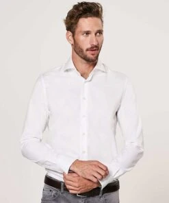 Profuomo Overhemd Wit Blauw Accent -Kleding Kortingswinkel 7698 4