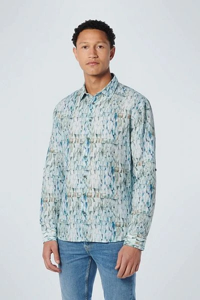 No-Excess No Excess Overhemd Print Aqua Blauw 4 No-Excess No Excess Overhemd Print Aqua Blauw - Afbeelding 2