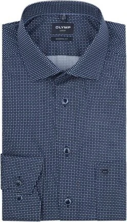 Olymp Luxor Overhemd SL7 Blokjes Donkerblauw -Kleding Kortingswinkel 77062 1 1