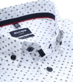 Olymp Luxor Overhemd SL7 Print Wit -Kleding Kortingswinkel 77064 2 1