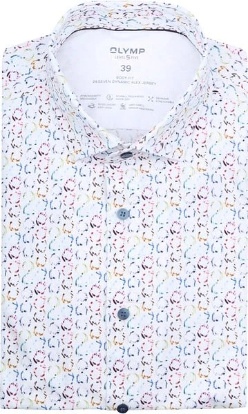 OLYMP Overhemd Level 5 24/seven SL7 Print Wit 3 OLYMP Overhemd Level 5 24/seven SL7 Print Wit