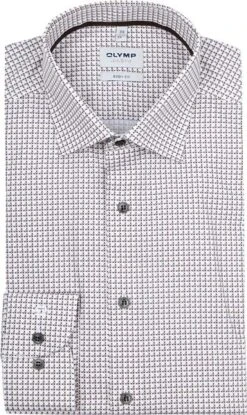 OLYMP Level 5 Overhemd Print Beige