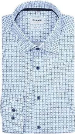 OLYMP Level 5 Overhemd Lichtblauw Print -Kleding Kortingswinkel 77082 1 1