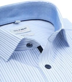 OLYMP Level 5 Overhemd Lichtblauw Streep -Kleding Kortingswinkel 77083 2 1