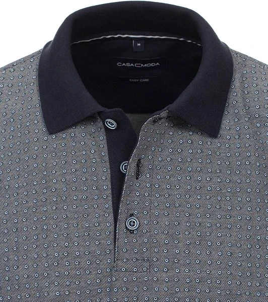 Casa Moda Polo Print Grijs Blauw 4 Casa Moda Polo Print Grijs Blauw - Afbeelding 2