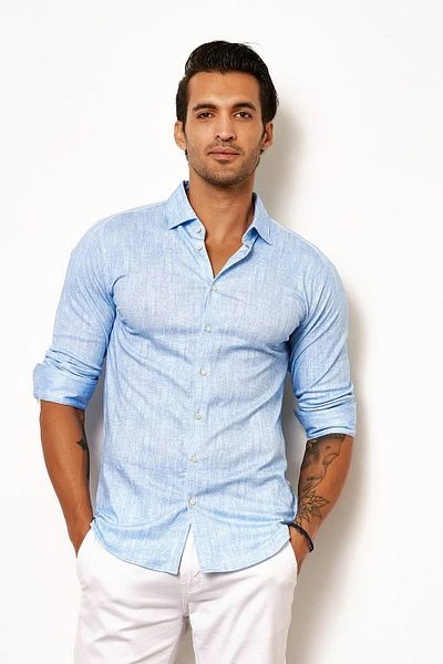 Desoto Overhemd Melange Lichtblauw 4 Desoto Overhemd Melange Lichtblauw - Afbeelding 2