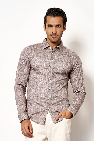 Desoto Overhemd Melange Bruin 4 Desoto Overhemd Melange Bruin - Afbeelding 2