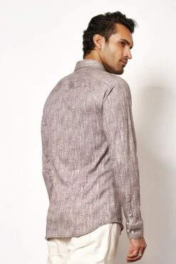 Desoto Overhemd Melange Bruin 10 Desoto Overhemd Melange Bruin -Kleding Kortingswinkel 77106 3