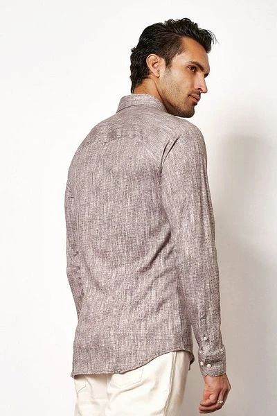 Desoto Overhemd Melange Bruin 5 Desoto Overhemd Melange Bruin - Afbeelding 3