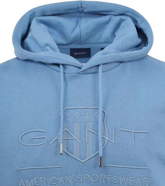 Gant Hoodie Tonal Shield Lichtblauw 4 Gant Hoodie Tonal Shield Lichtblauw - Afbeelding 2