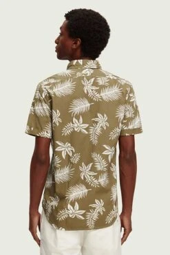 Scotch And Soda Shortsleeve Overhemd Print Groen -Kleding Kortingswinkel 77287 7