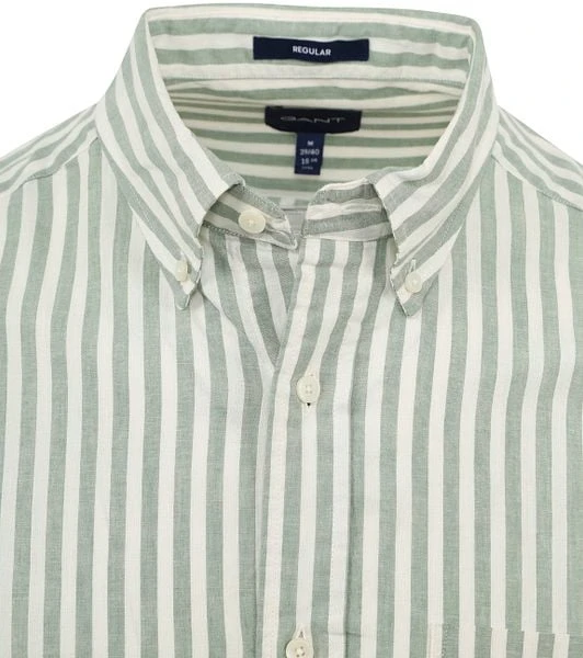 Gant Casual Overhemd Streep Linnen Groen 8 Gant Casual Overhemd Streep Linnen Groen - Afbeelding 6