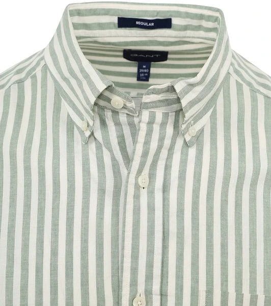 Gant Casual Overhemd Streep Linnen Groen 4 Gant Casual Overhemd Streep Linnen Groen - Afbeelding 2
