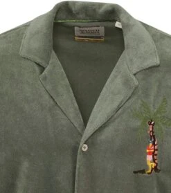 Scotch And Soda Shortsleeve Overhemd Badstof Groen -Kleding Kortingswinkel 77382 2