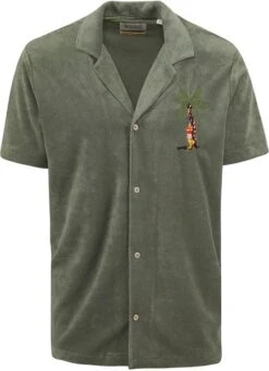 Scotch And Soda Shortsleeve Overhemd Badstof Groen