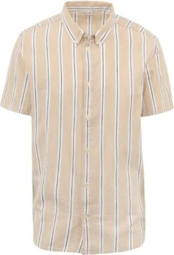 KnowledgeCotton Apparel Overhemd Streep Beige -Kleding Kortingswinkel 77424 5 1