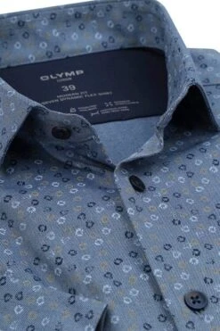 Olymp Luxor Shortsleeve Overhemd Figuren Blauw -Kleding Kortingswinkel 77454 2 1