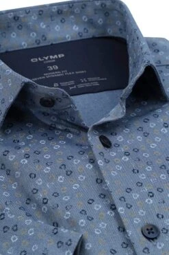 Olymp Luxor Shortsleeve Overhemd Figuren Blauw -Kleding Kortingswinkel 77454 2