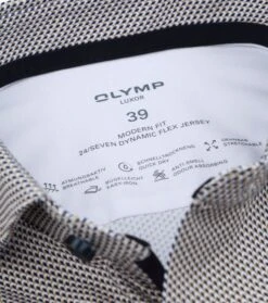 Olymp Luxor Overhemd Dessin Beige -Kleding Kortingswinkel 77456 3