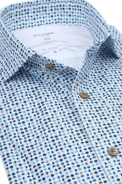 Olymp Luxor Overhemd Cirkels Blauw -Kleding Kortingswinkel 77457 2 1