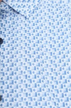 Olymp Luxor Shortsleeve Overhemd Blokken Blauw -Kleding Kortingswinkel 77459 3