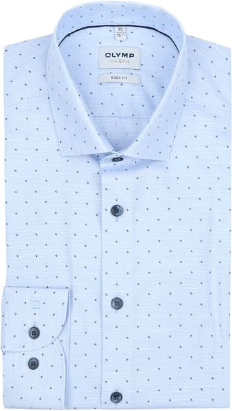 OLYMP Level 5 Overhemd Print Lichtblauw 3 OLYMP Level 5 Overhemd Print Lichtblauw