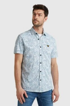 PME Legend Short Sleeve Overhemd Print Blauw -Kleding Kortingswinkel 77500 5