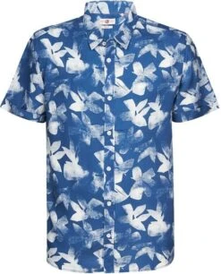 Petrol Short Sleeve Overhemd Bloemen Blauw -Kleding Kortingswinkel 77523 1 1