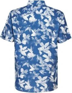 Petrol Short Sleeve Overhemd Bloemen Blauw -Kleding Kortingswinkel 77523 2 1