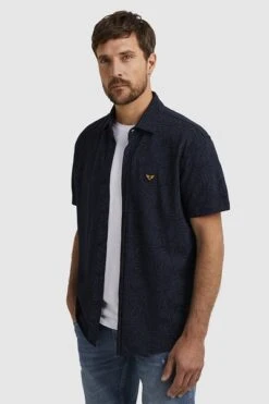PME Legend Short Sleeve Overhemd Print Navy -Kleding Kortingswinkel 77566 3