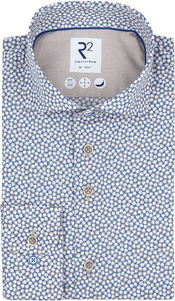 R2 Overhemd Print Koffiekopjes Blauw 3 R2 Overhemd Print Koffiekopjes Blauw