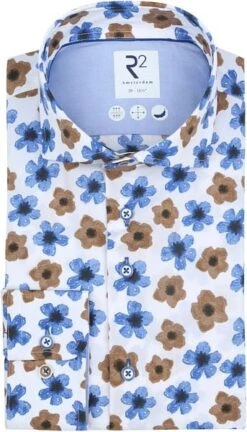 R2 Overhemd Bloemen Kobaltblauw 11 R2 Overhemd Bloemen Kobaltblauw -Kleding Kortingswinkel 77588 1 1