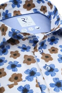 R2 Overhemd Bloemen Kobaltblauw 12 R2 Overhemd Bloemen Kobaltblauw -Kleding Kortingswinkel 77588 2 1