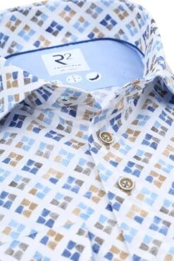 R2 Overhemd Print Blauw Groen -Kleding Kortingswinkel 77590 2 1