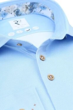 R2 Knitted Piqué Overhemd Lichtblauw 12 R2 Knitted Piqué Overhemd Lichtblauw -Kleding Kortingswinkel 77592 2 1