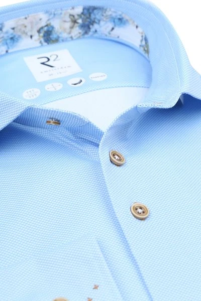 R2 Knitted Piqué Overhemd Lichtblauw 4 R2 Knitted Piqué Overhemd Lichtblauw - Afbeelding 2