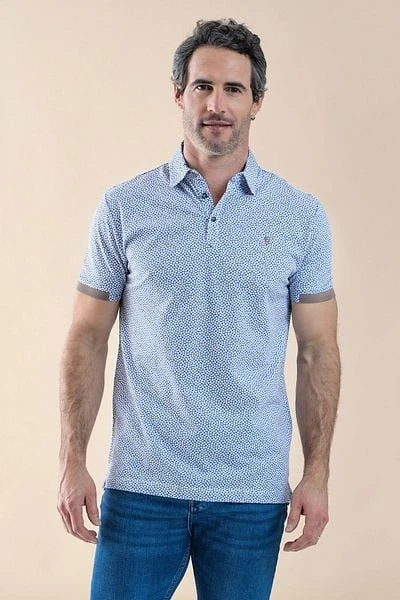 R2 Amsterdam Poloshirt Print Blauw 8 R2 Amsterdam Poloshirt Print Blauw - Afbeelding 6