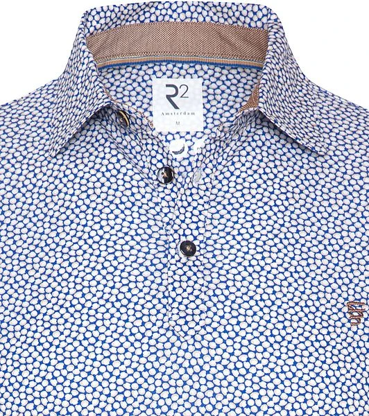 R2 Amsterdam Poloshirt Print Blauw 5 R2 Amsterdam Poloshirt Print Blauw - Afbeelding 3