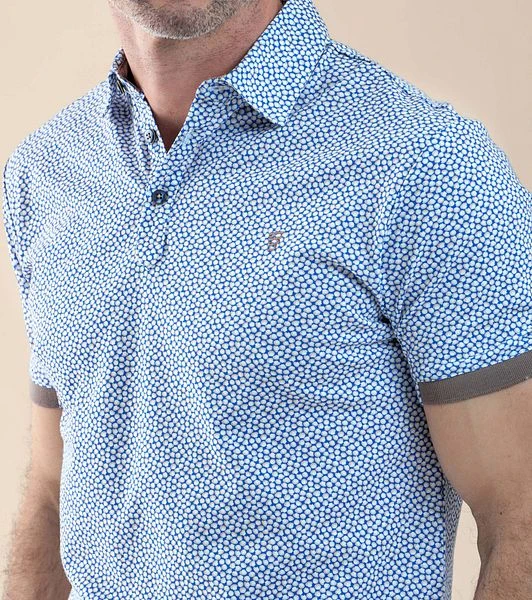 R2 Amsterdam Poloshirt Print Blauw 6 R2 Amsterdam Poloshirt Print Blauw - Afbeelding 4