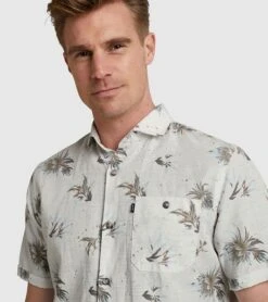 Vanguard Short Sleeves Overhemd Bloemen Ecru -Kleding Kortingswinkel 77709 5