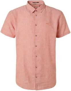 No-Excess No Excess Short Sleeve Overhemd Linnen Zalmroze