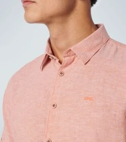 No-Excess No Excess Short Sleeve Overhemd Linnen Zalmroze -Kleding Kortingswinkel 77713 5
