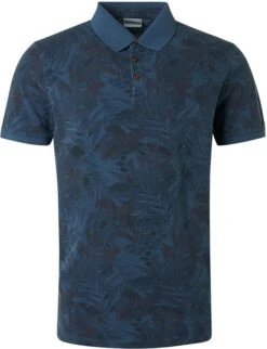 No-Excess No Excess Polo Print Carbon Blauw