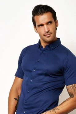 Desoto Short Sleeve Overhemd Navy -Kleding Kortingswinkel 77725 2