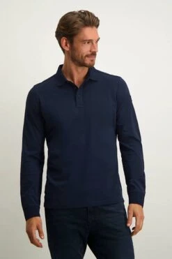 State Of Art Pique Longsleeve Polo Logo Donkerblauw -Kleding Kortingswinkel 77767 2