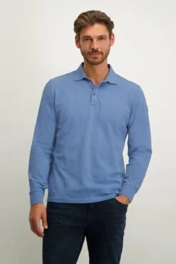 State Of Art Pique Longsleeve Polo Logo Blauw -Kleding Kortingswinkel 77768 2